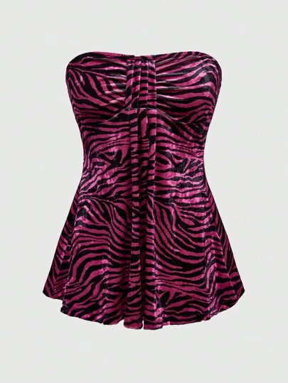 J-Fashion توب أنبوبي بطبعة جلد النمر, طراز Y2K انمي، للسيدات