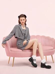 CUCCOO DOLLMOD Mocasines de mujer con cuña y plataforma de puntera redonda - Negro - Ver 10