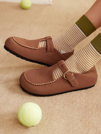 CUCCOO EASI Zapatos planos tipo mocasín versátiles y casuales para mujer con hebilla decorativa