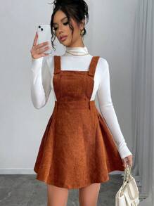 Calvaya Women Plain Color Short Casual Strap Dress