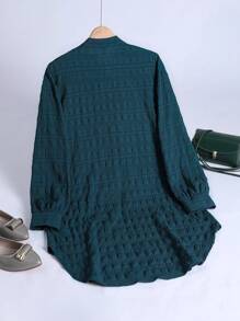 Modelyn 女式纯色纽扣半襟长袖衬衫