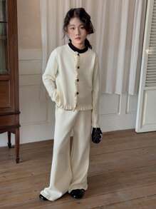 DAZY Tween Girl Knit Sweater Set, Autumn - Apricot - View 4