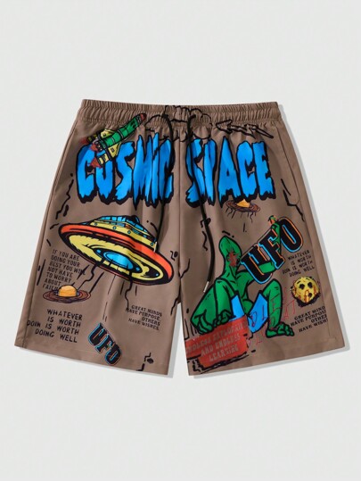 Street Life Herren bedruckte Webshorts, geeignet für den täglichen Gebrauch, Frühling/Sommer