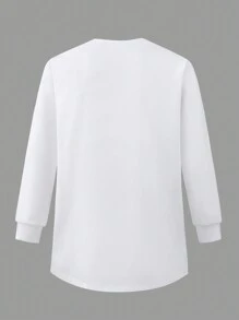 Manfinity Homme Men's Solid Color Long Sleeve Pocket Minimalist Design Medical Uniform Top