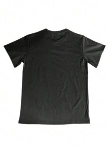 Manfinity Dauomo Áo thun nam tay ngắn in chữ mèo thường ngày - Màu xám đen - Xem 2