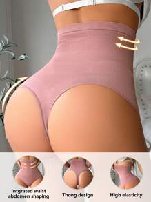 Women High Waist Shaping Underwear, Seamless Thong Style With Perforated Design, Soft & Comfortable Shapewear Pants - Redwood - View 2