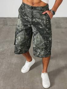 Manfinity Roughcore Men's Dead Tree Print Cargo Shorts, Summer Streetwear Beach , Cool Street Style, Gifts For Friends, Husband, Boyfriend - Multicolor - View 4