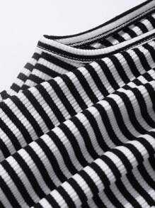 DAZY Tween Girls' Minimalist Fashion Casual Everyday Stripes Sleeveless Jumpsuit,Back To School Clothes - Black and White - View 7