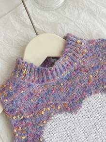 Baby Girl Colorful Heart Patterned Knit Sweater Vest