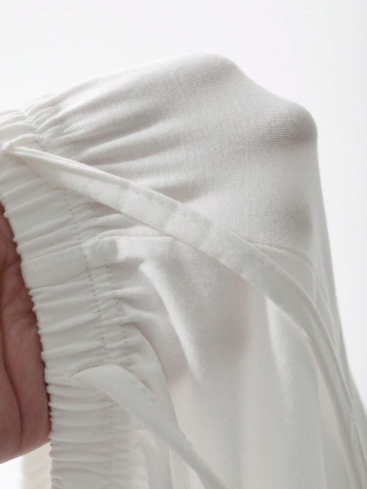 Women's Casual Solid Color Drawstring Waist Loungewear Cozy Pants, Fall Pajama
