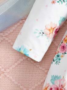 SHEIN 女婴圣诞红格子雪花装饰休闲连衣裙，舒适秋冬，适合新年装和日常休闲装 - 白色 - 查看 7