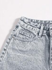 SHEIN EZwear 女士牛仔短裤 - 淺灰色 - 查看 3