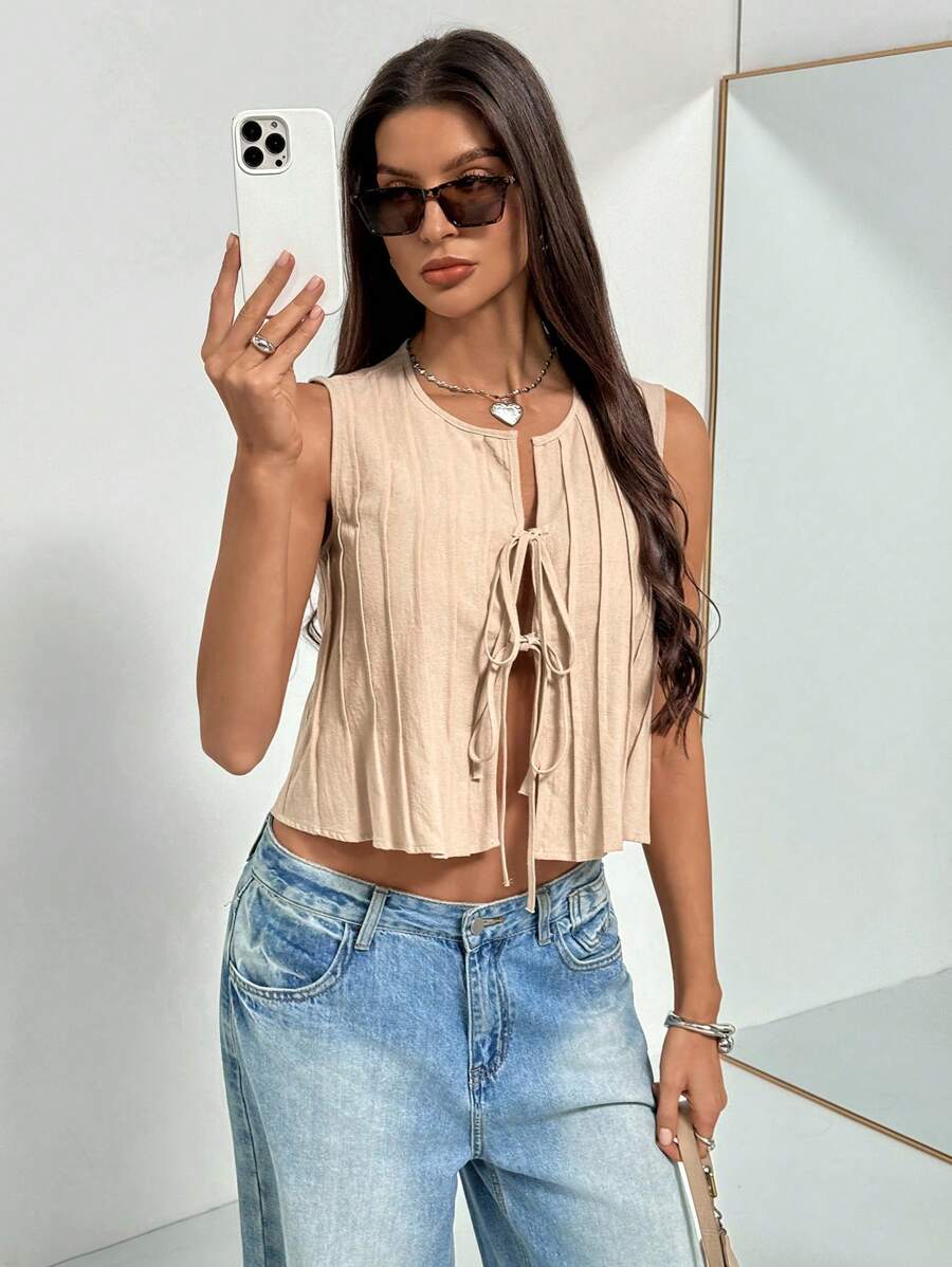 SHEIN Essnce Women's Plain Sleeveless Tank Top, Simple Casual Style For Everyday Wear