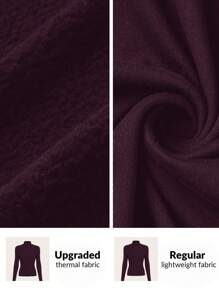SHEIN BASICS 秋冬季基本款高领修身长袖纯色女式上衣，升级保暖内衬，时尚、休闲、舒适、百搭，不会显得臃肿 - 酒紅色 - 查看 9