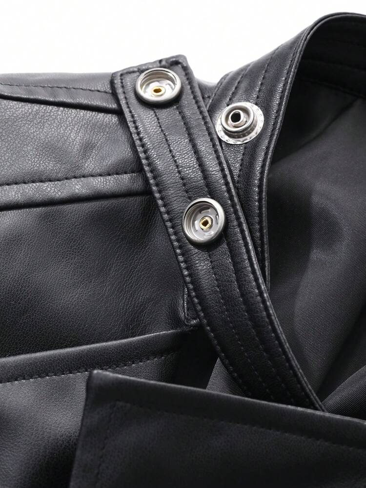 Women's PU Leather Jacket, Motorcycle Style Blazer, Fall Women Clothes Business Attire
