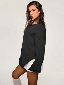 Athîral Suéter holgado de cuello redondo y manga larga para mujer, otoño/invierno