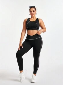 SHEIN Sport Studio Women's Plus Size Running Fitness Sports Bra Set