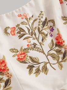 SHEIN MOD Vestido de tirantes finos con estampado de posicionamiento, vestido bohemio mini, ropa occidental para mujer, atuendos para playa para mujer, vacaciones, campo