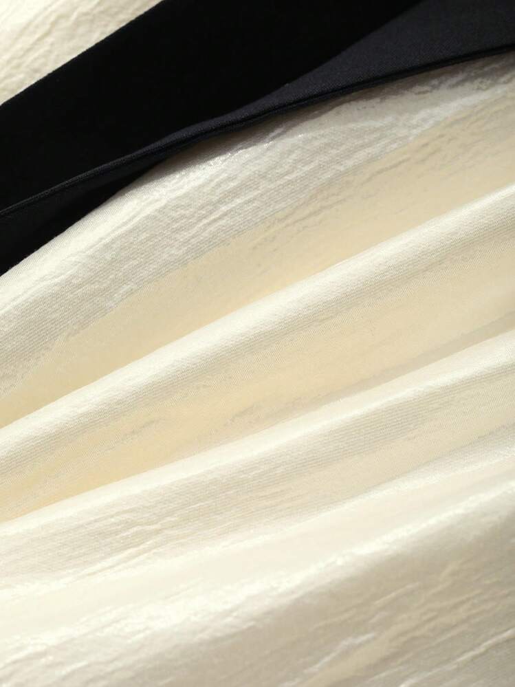 DAZY Contrast Color Ribbon Collar Sleeveless Mid-Long Women Dress Prom Dress Sundress,Casual Women Dresses Elegant Women Dresses - Beige - View 7