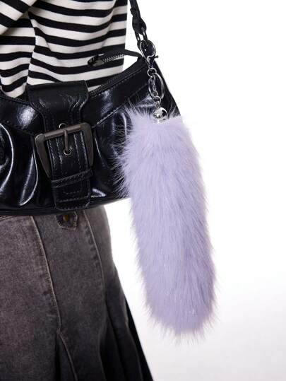 Kawaii 1 pezzo elegante e alla moda portachiavi in peluche retrò a forma di coda di animale, accessorio versatile per chiavi per donne, ottimo regalo per lei