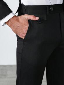 Manfinity Bizformal Completo casual da uomo in tinta unita con patchwork, giacca a maniche lunghe con bottoni davanti e pantaloni, abito da uomo, outfit da matrimonio per uomo, abito formale da uomo