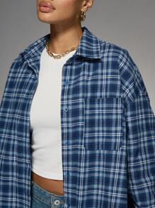 MISSGUIDED Oversized Plaid Button Down Shirt Long Sleeve Boyfriend Style Flannel Top Fall Winter Layering Piece Casual Streetwear Basic Collar Weekend Fashion