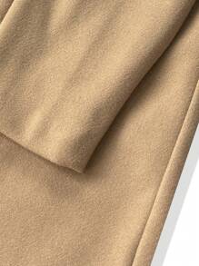 Manfinity Homme 男士纯色前扣长袖休闲商务夹克，男士风衣，秋季男士服装，卡其色大衣 - 卡其色 - 查看 5