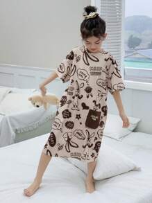 DAZY Tween Girl' Round Neck All-Over Print Casual Loungewear - Beige - View 4