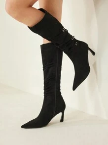 MOTF PREMIUM 2024 NEW SUEDE STILETTO KNEE-HIGH BOOTS FOR WOMEN, NEW YEAR HOLIDAY
