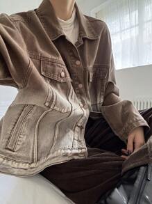 DAZY Women Ombre Denim Jacket And Outwear - Coffee Brown - View 3