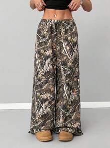 Coolane Dames Zomer/Lente Streetwear Sportkleding Cargo Branch Patroon Lage Taille Parachute Broek - Veel kleurig - Bekijken 3