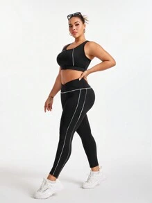 SHEIN Sport Studio Women's Plus Size Running Fitness Sports Bra Set