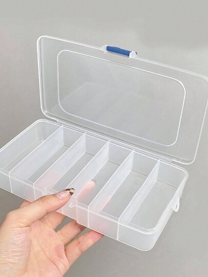 SHEIN 1pc 2size Transparent Multi-Grid Jewelry Box, Plastic Portable Multifunction Jewelry Storage Box For Household, Gift For Valentine's Day