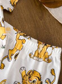 2 件装男女通用新生儿 - 1 岁男婴/女婴可爱狮子印花全身图案套装，适合宝宝在夏季各种场合穿着，让宝宝看起来更可爱 - 彩色 - 查看 10