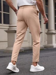 Manfinity Mode Men's Front Button Pocket Simple Casual Long Pants - Baby Pink - View 2