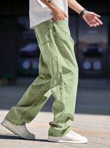 Manfinity Homme Plus Size Men's Simple Pocket Casual Jeans, For Daily Wear