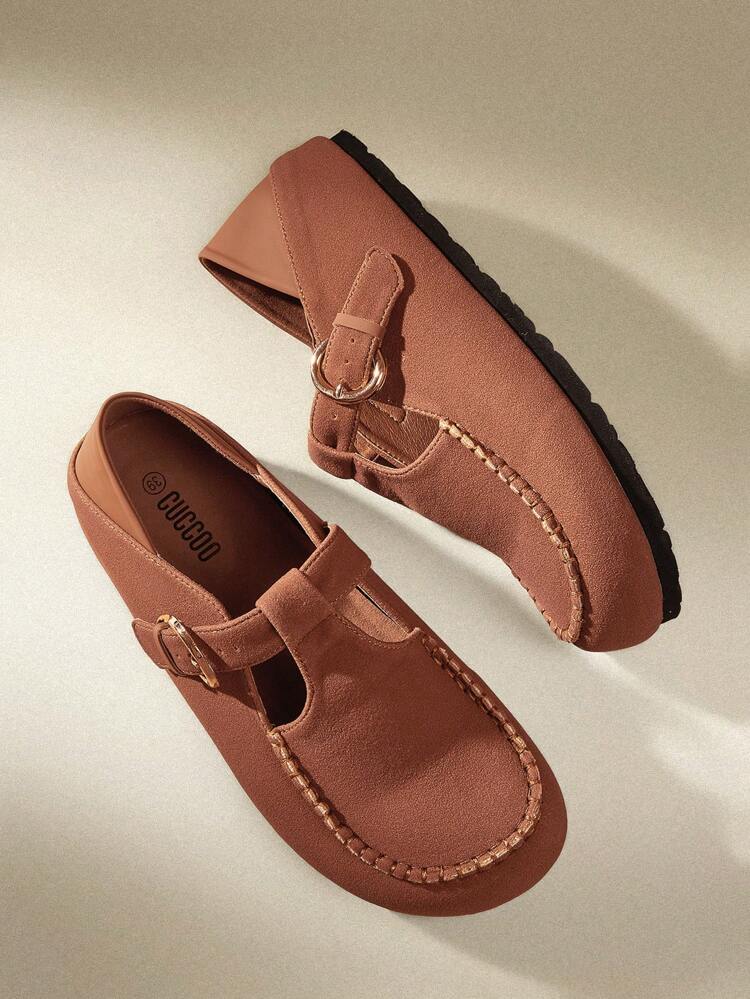 CUCCOO EASI Women's Solid Color Casual Versatile Buckle Decor Flat Loafers Shoes For Women Sneakers Spring Shoes Spring Break Easter