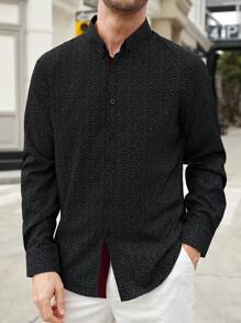 Manfinity Homme Men's Minimalist Fashionable Casual Shirt, Everyday Wear