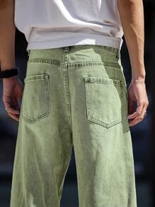 Manfinity Homme Plus Size Men's Simple Pocket Casual Jeans, For Daily Wear