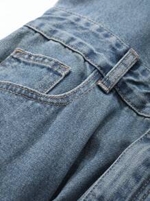 DAZY 女式秋季纽扣前口袋休闲牛仔连体裤长袖