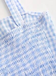 Sweetra 女士清爽简约蕾丝拼布格子吊带背心，夏季和春季度假