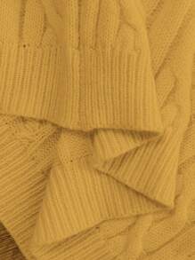 EMERY ROSE 潮流欧美秋冬博主同款别致3D扭绳装饰圆领针织衫 - 芥末黃 - 查看 4