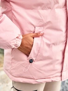 Urban Outdoor Tragen Warme, isolierte, einfarbige, dicke Damen Steppjacke