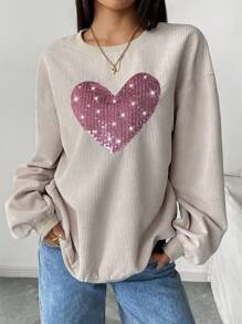 Women's Fashionable Elegant Casual Sequin Embroidered Glitter Sweatshirt