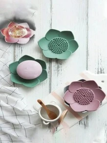 Estante para almacenar jabón con diseño de loto, caja de jabón creativa, caja de jabón para el baño, caja de jabón para estudiantes sin necesidad de taladrar, decoración de baño para el hogar en verano