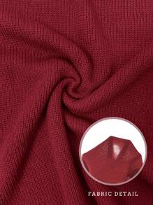SHEIN LUNE Raglan Sleeve Knot Side Jumper - Burgundy - View 3