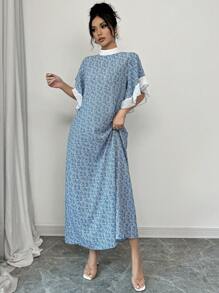 Al Najma 阿拉伯风格休闲简约连衣裙，适合日常穿着 - 藍色 - 查看 4
