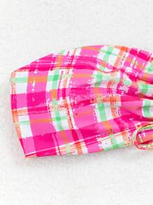 Women Bandeau Hollow-Out Rope Tied Floral Printed Splicing Triangle Bikini Set Summer - Multicolor - View 4