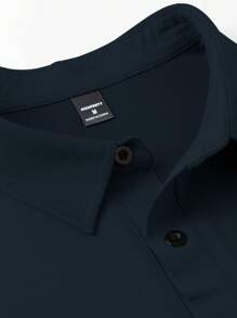 Manfinity Mode Men's Solid Color Front Button Short Sleeve Casual Polo Shirt - Multicolor - View 4