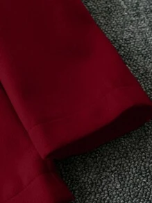 SHEIN LUNE Thickened Solid Color Jacket With Oversized Floral Decoration Lapel - Burgundy - View 5